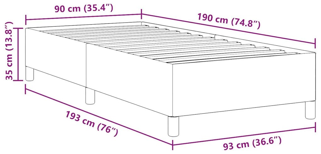 Estrutura de Cama vidaXL Azul 90x190 cm em Tecido Corduroy