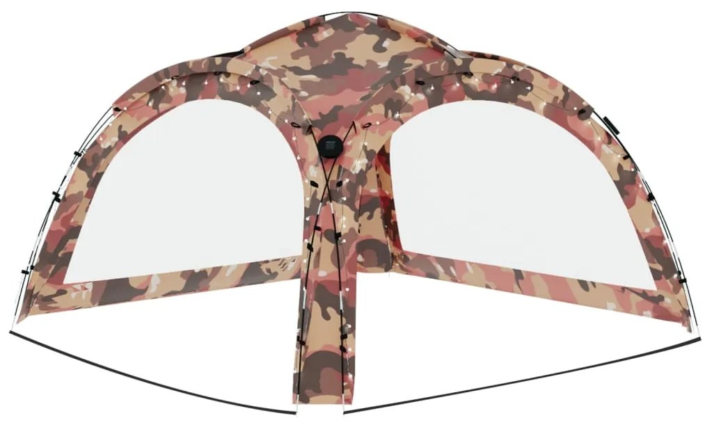 Tenda festas LED e 4 paredes laterais 3,6x3,6x2,3 m camuflagem