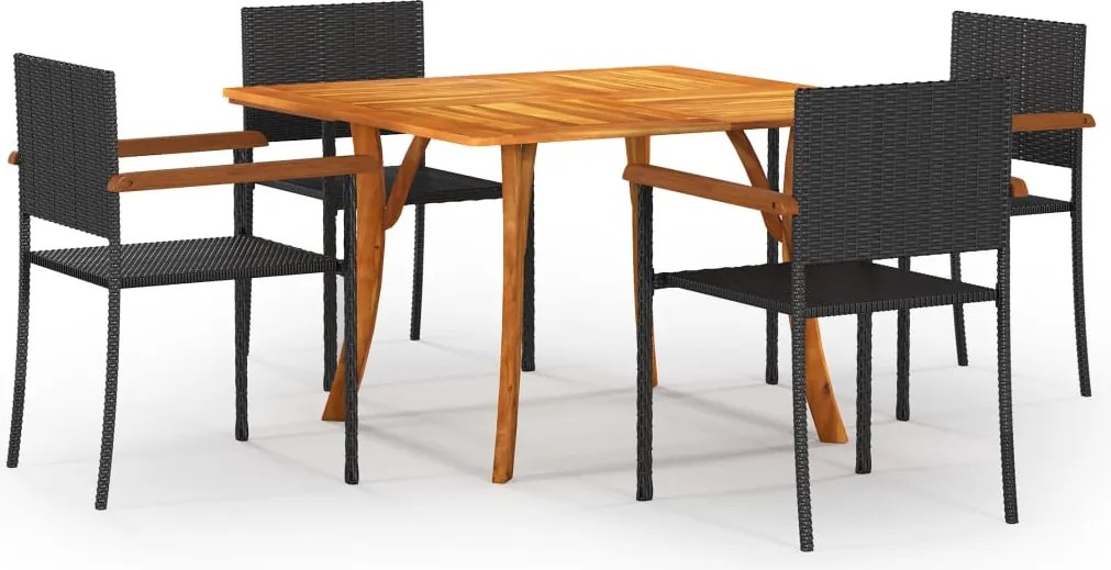 vidaXL 5 pcs conjunto de jantar para jardim preto