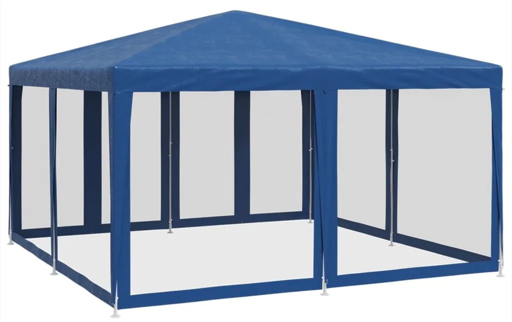 Tenda p/ festas c/ 8 paredes laterais malha 4x4 m PEAD azul