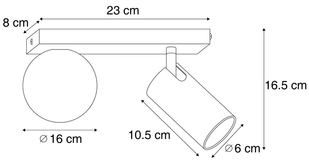 Plafon moderno latão 2-luzes inclinável - Lesly Moderno