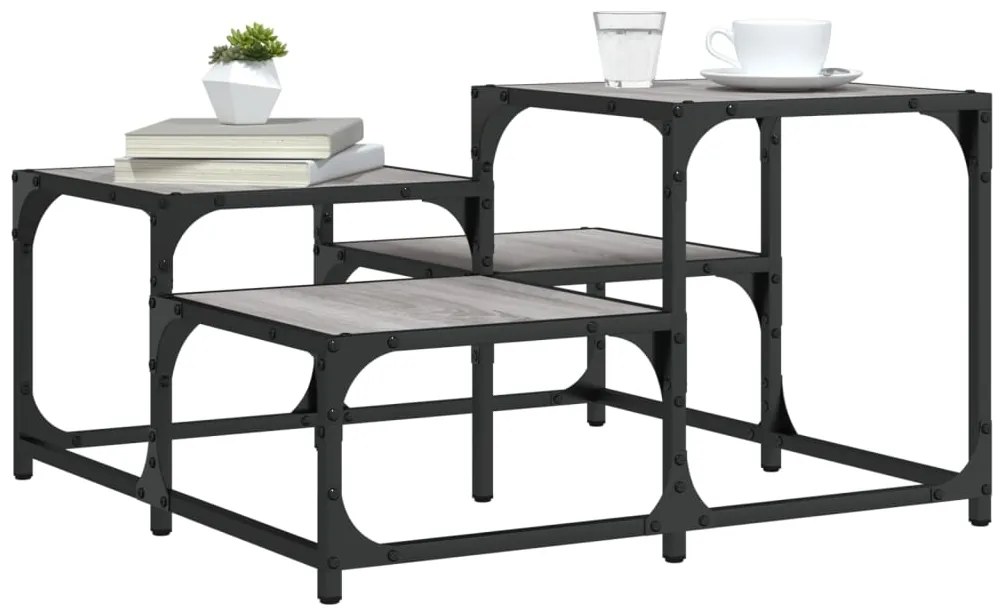 Mesa de centro 68x68x40 cm derivados de madeira cinzento sonoma