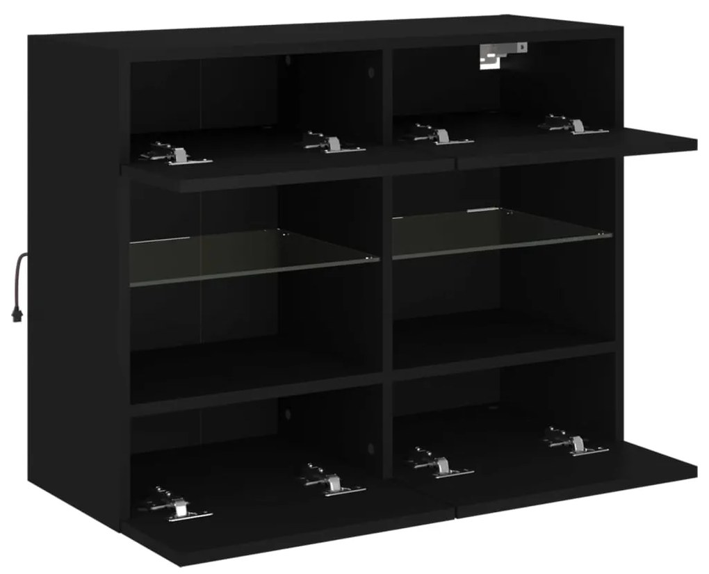 Móvel de parede para TV com luzes LED 78,5x30x60,5 cm preto