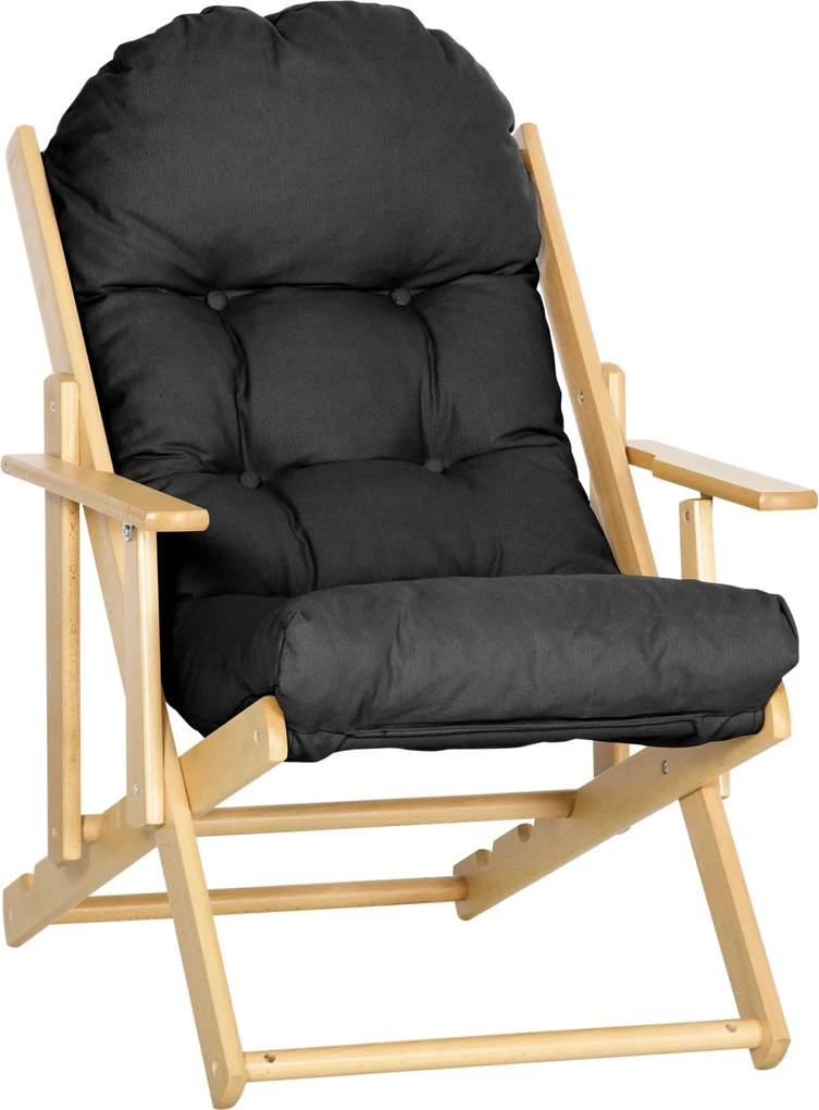 HOMCOM Poltrona Reclinável Dobrável com Almofadão Capitonné 71x89x96 cm Preto | Aosom Portugal