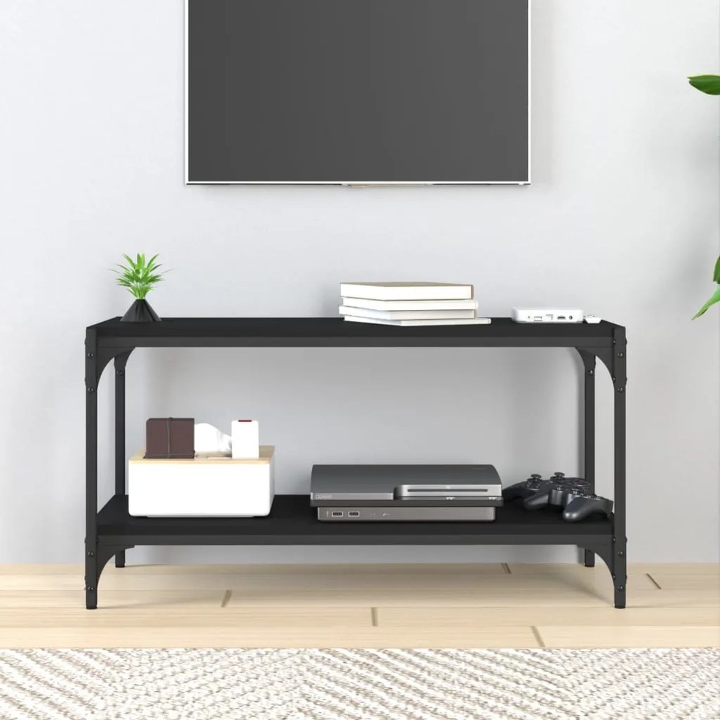 Móvel de TV 80x33x41 cm derivados de madeira e aço preto