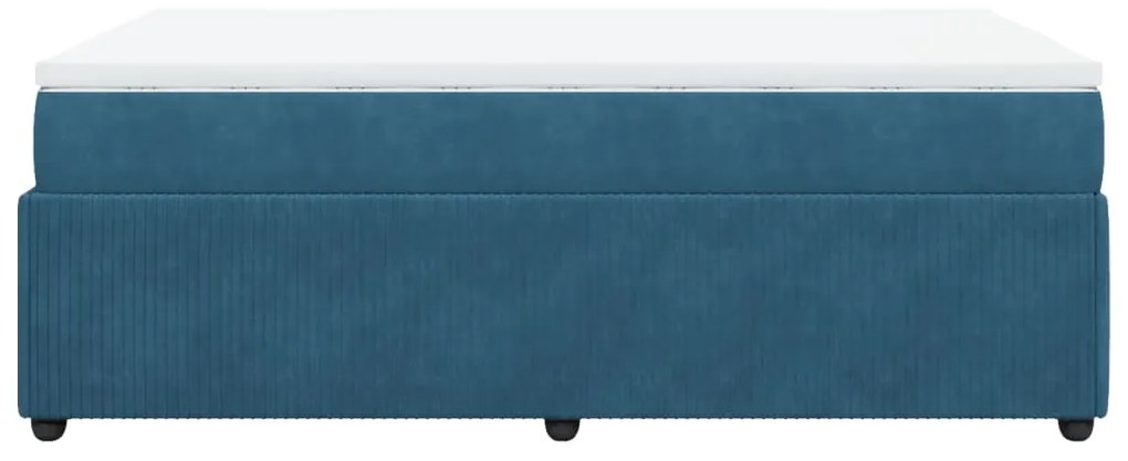 Cama boxspring com colchão 120x190 cm veludo azul-escuro