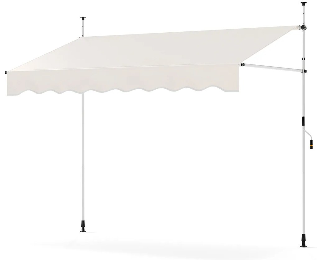 Toldo retrátil manual 2,5 m x 180 cm Sombra exterior ajustável sem perfuração com manivela para pátio, varanda, jardim Branco