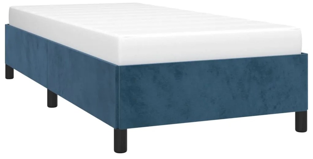 Estrutura de cama sem colchão 100x200 cm veludo azul-escuro