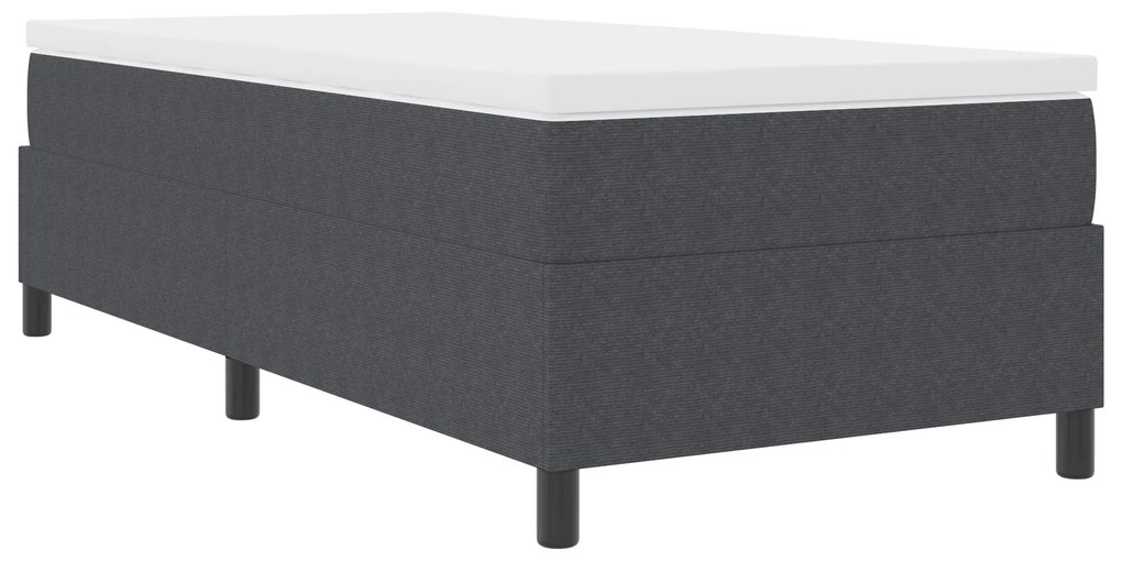 Cama Box com Colchão Cinza Escuro 80x200 cm Tecido de Veludo Cotelê