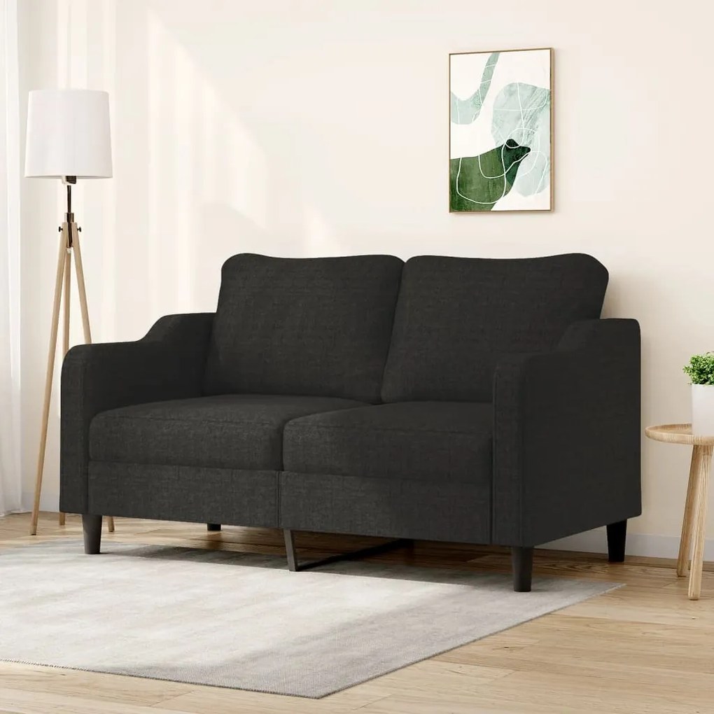 vidaXL Sofá de 2 lugares tecido 140 cm preto