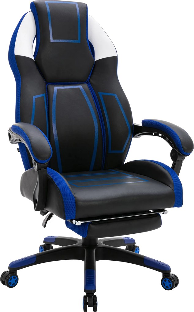 Cadeira de escritório Clovis de couro sintético Preto e Azul