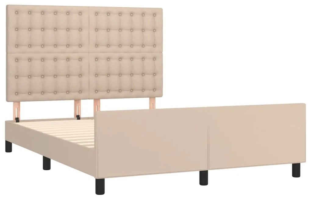 Estrutura cama cabeceira 140x200 cm couro artificial cappuccino