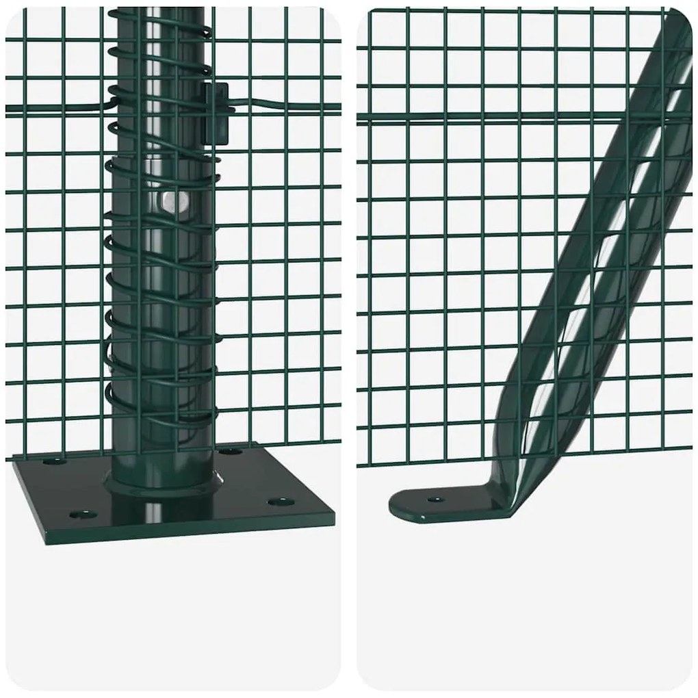 Cerca de Arame Soldado com 13 Postes Flangados Verde 0.5x100 m Aço