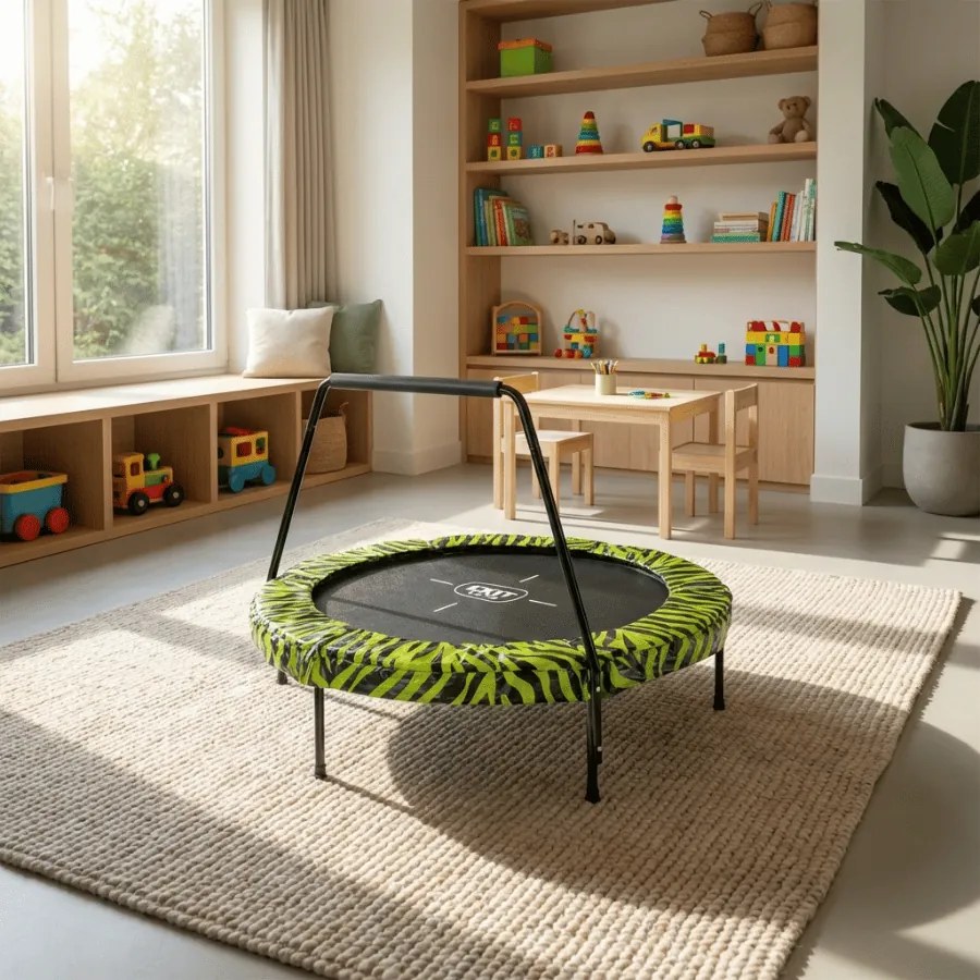 Trampolim Tiggy Junior com barra ø140 cm - preto/verde