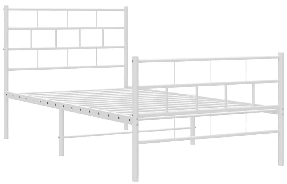 Estrutura de cama com cabeceira e pés 100x190 cm metal branco