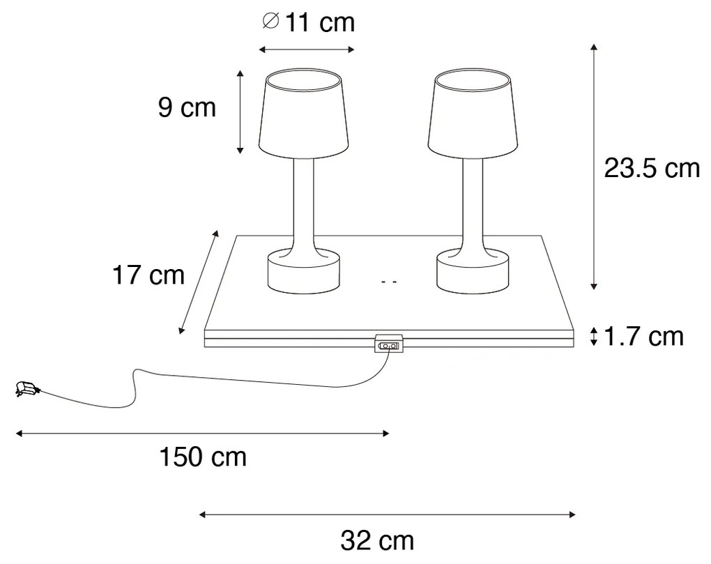 LED Conjunto de 2 Candeeiros de Mesa Dourados com Bege RGBW Recarregáveis - Elise Moderno