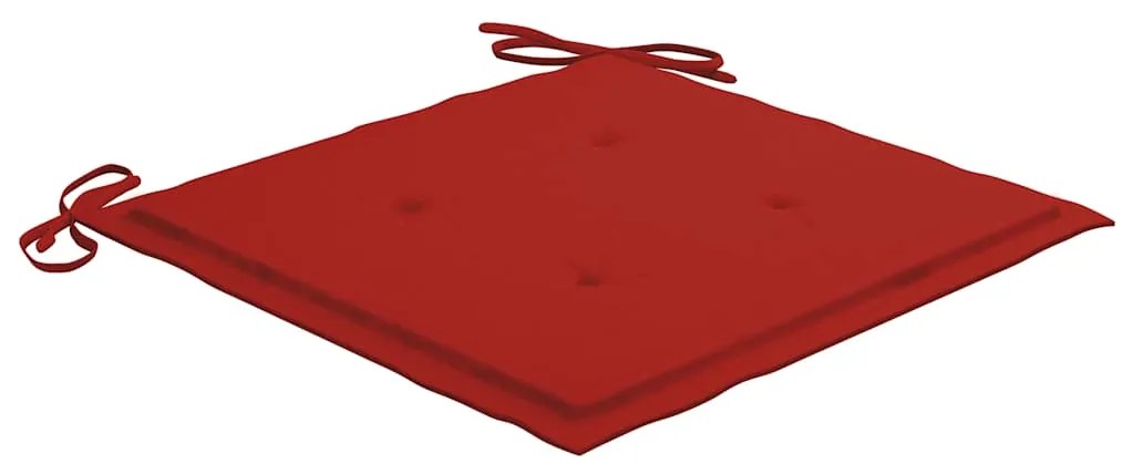 Cadeiras de jardim c/ almofadões vermelhos 6 pcs teca maciça