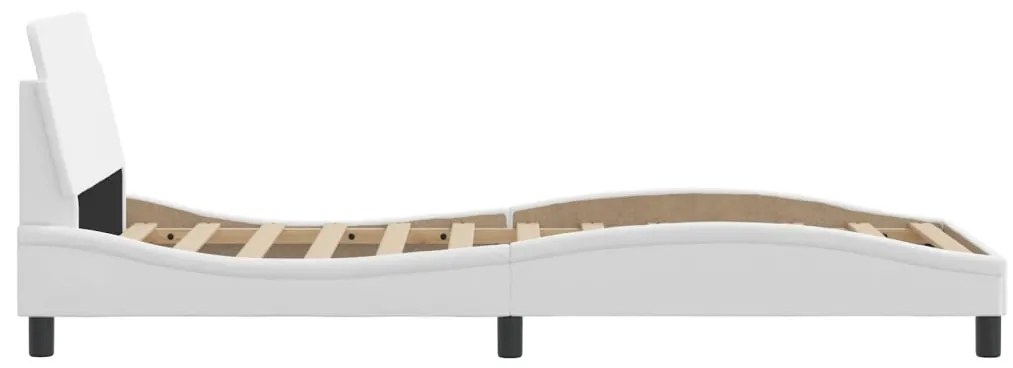 Estrutura de cama c/ cabeceira couro artificial 90x190cm branco