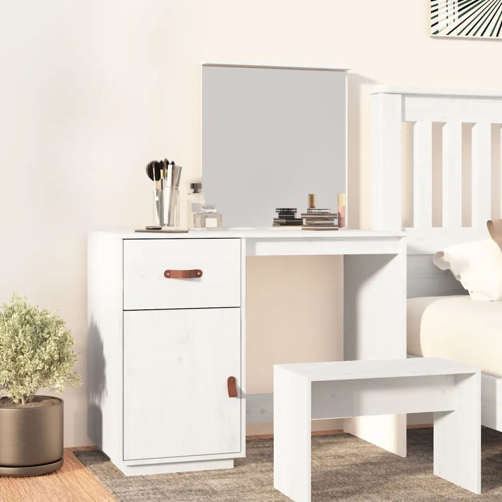 820088 vidaXL Toucador 95x50x134 cm madeira de pinho maciça branco
