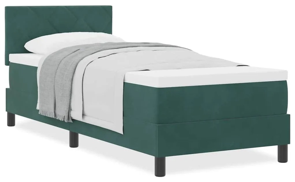 Cama Box Spring com Colchão verde escuro 80x200 cm Veludo