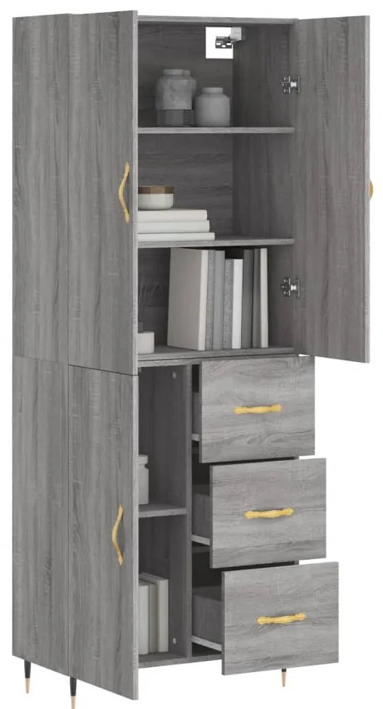 Armário alto 69,5x34x180 cm derivados de madeira sonoma cinza