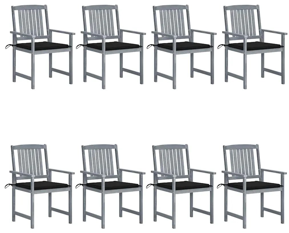 vidaXL Cadeiras de jardim c/ almofadões 8 pcs acácia maciça cinzento