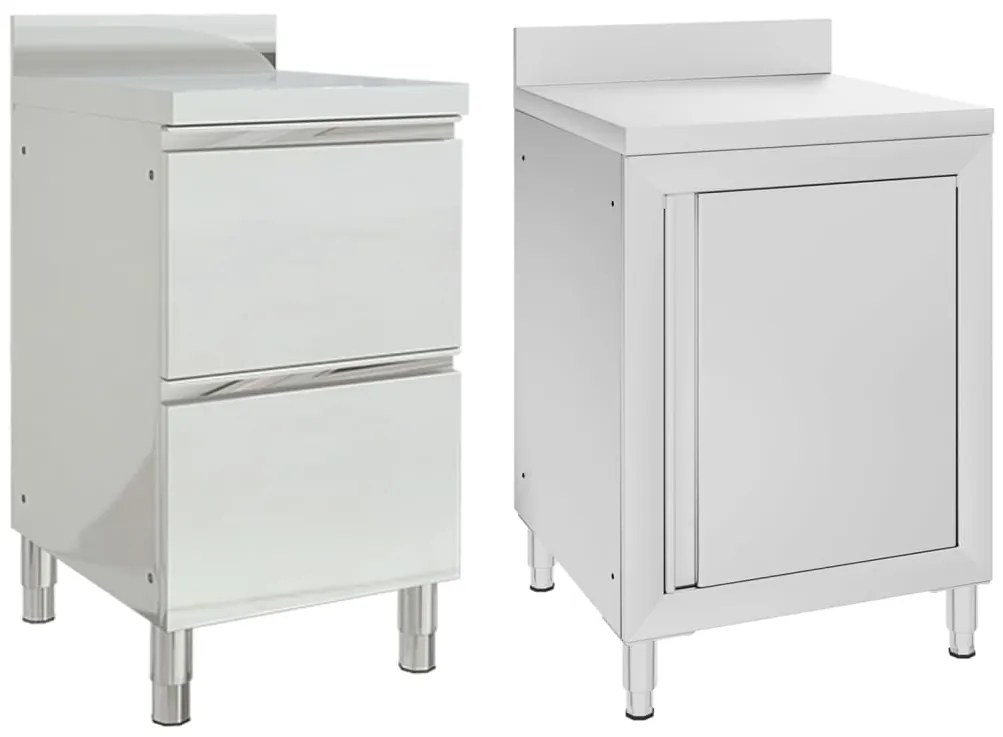 Armários de cozinha comerciais 2 pcs aço inoxidável