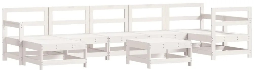 8pcs conjunto lounge jardim c/ almofadões madeira maciça branco