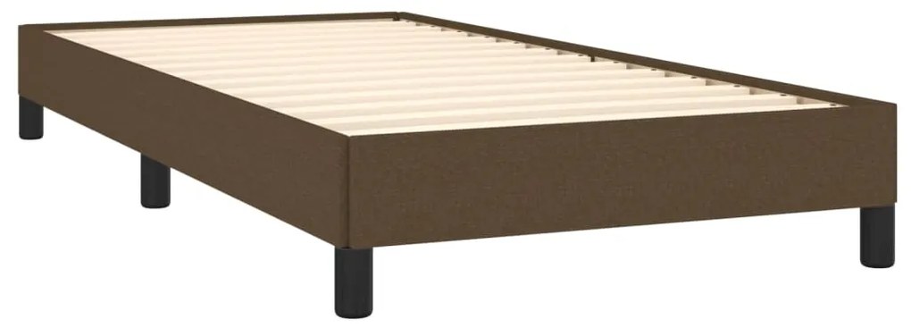 Estrutura de cama sem colchão 90x190 cm tecido castanho-escuro