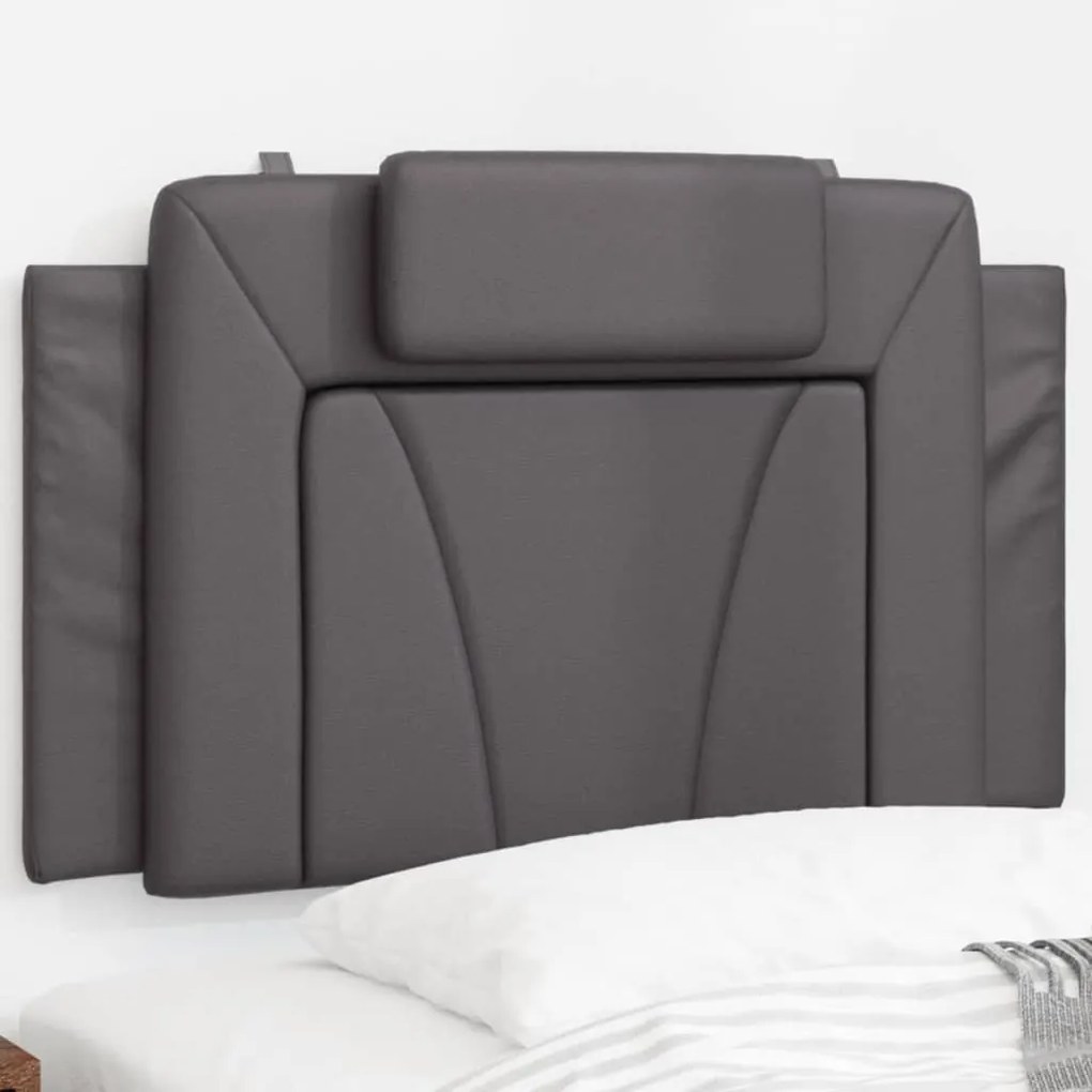 vidaXL Almofadão de cabeceira 80 cm couro artificial cinzento