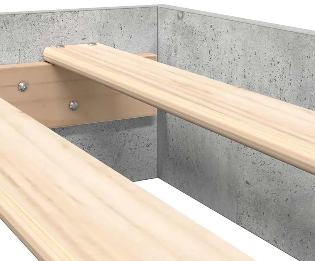 Cama de Estante Cinza Concreto 75x190 cm - Madeira Estruturada