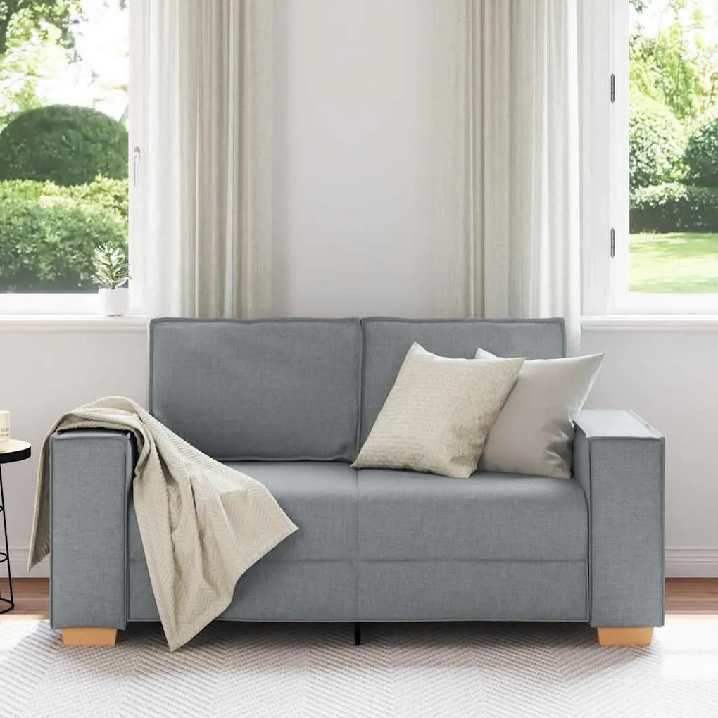 Sofá de 2 lugares cinza claro 120 cm tecido