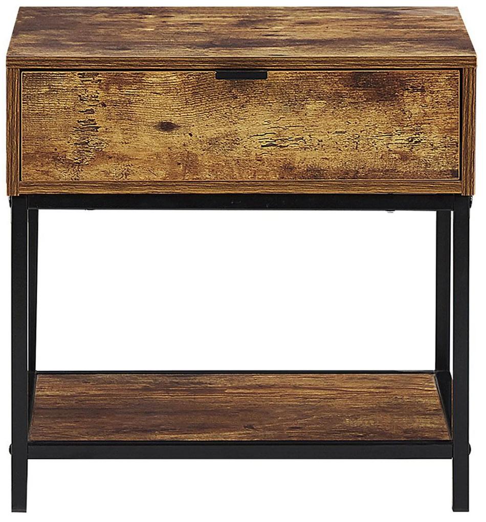 Mesa de apoio com 1 gaveta em madeira escura BERKLEY Beliani