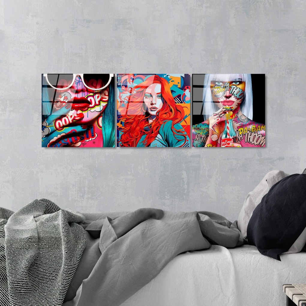 Conjunto de Quadros Decorativos em Vidro Temperado UV-858 – Multicolor