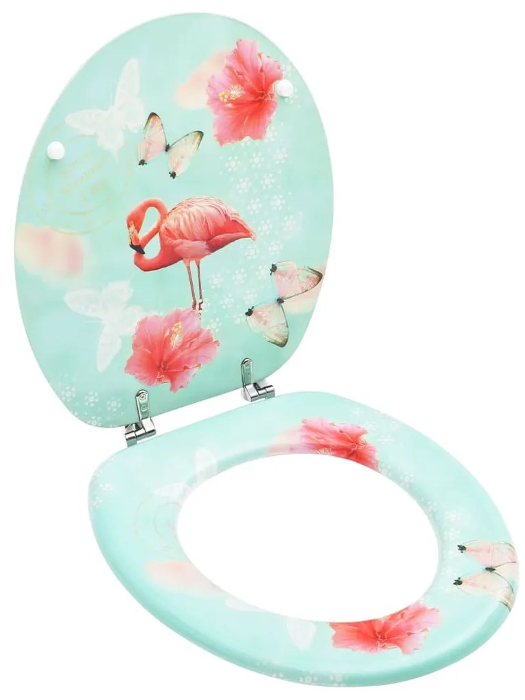 146905 vidaXL Assento de sanita com tampa MDF design flamingo