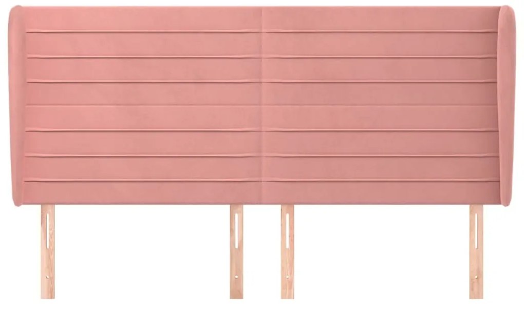 Cabeceira cama c/ abas veludo 203x23x118/128 cm rosa
