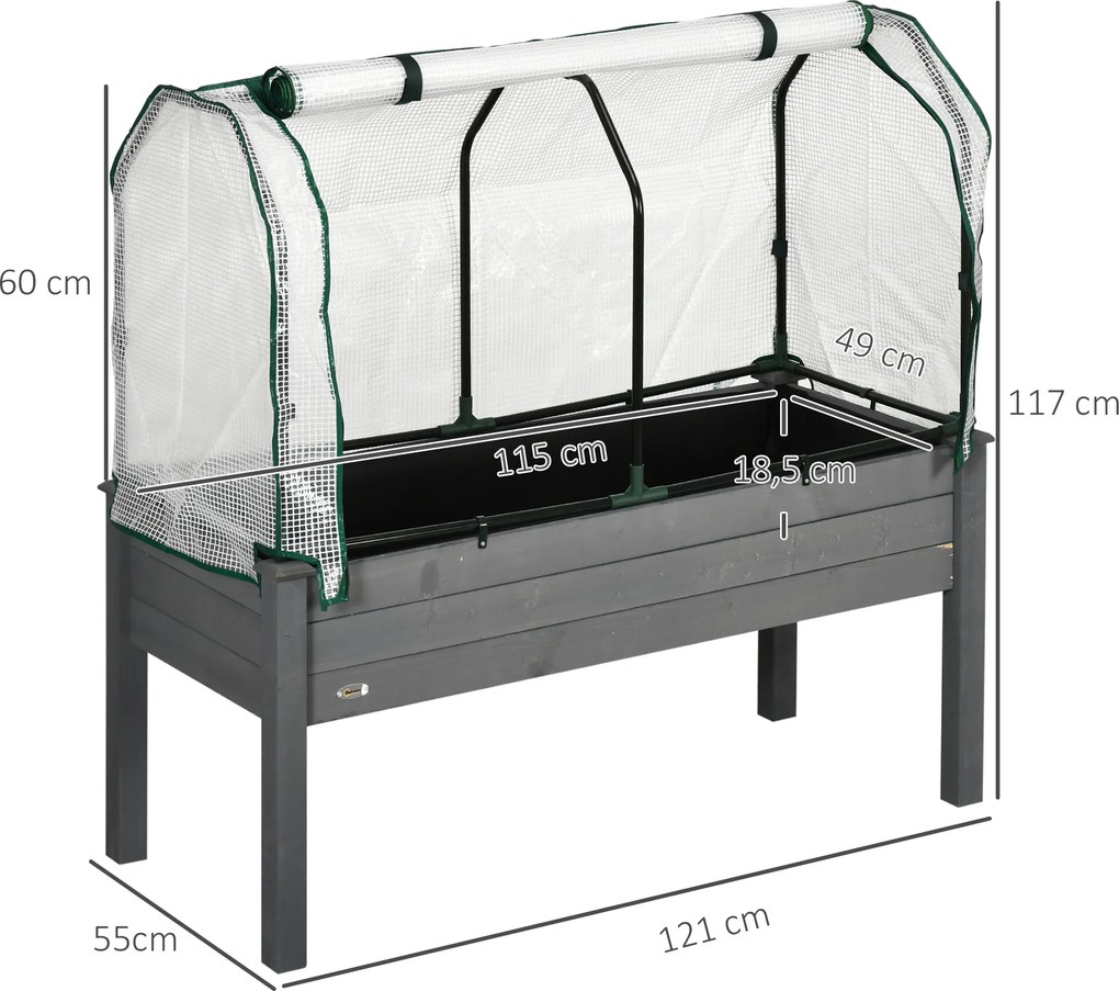 Floreira elevada com lona Floreira elevada para horta com 104 L de capacidade 121 x 55 x 117 cm, com orifícios de drenagem e tecido não tecido