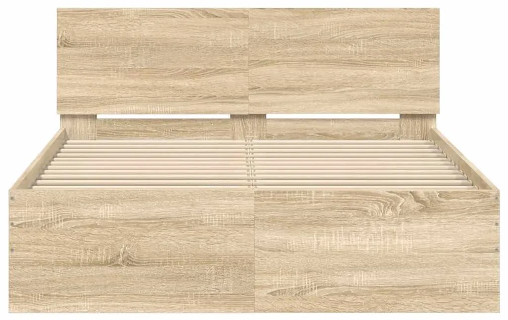 Estrutura de cama com cabeceira 120x190 cm carvalho sonoma