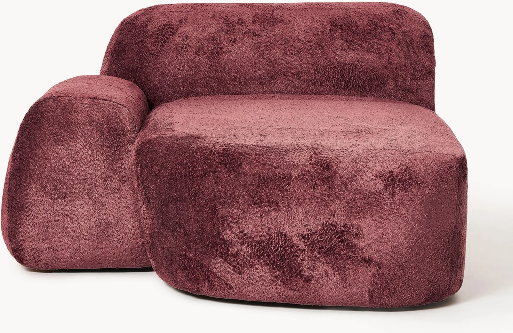 Módulo de canto com chaise longue em teddy-bouclé Wolke