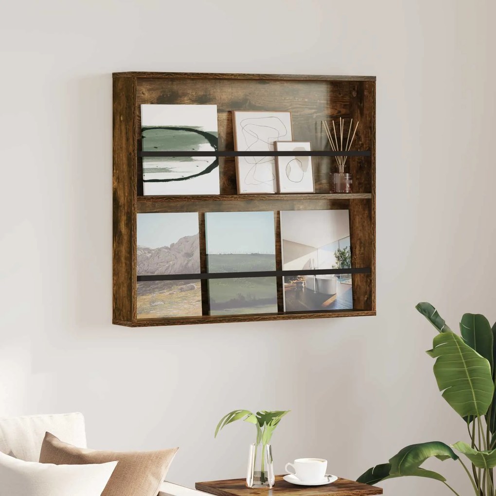 vidaXL Estante de Revistas Carvalho Defumado 80 x 12 x 70 cm