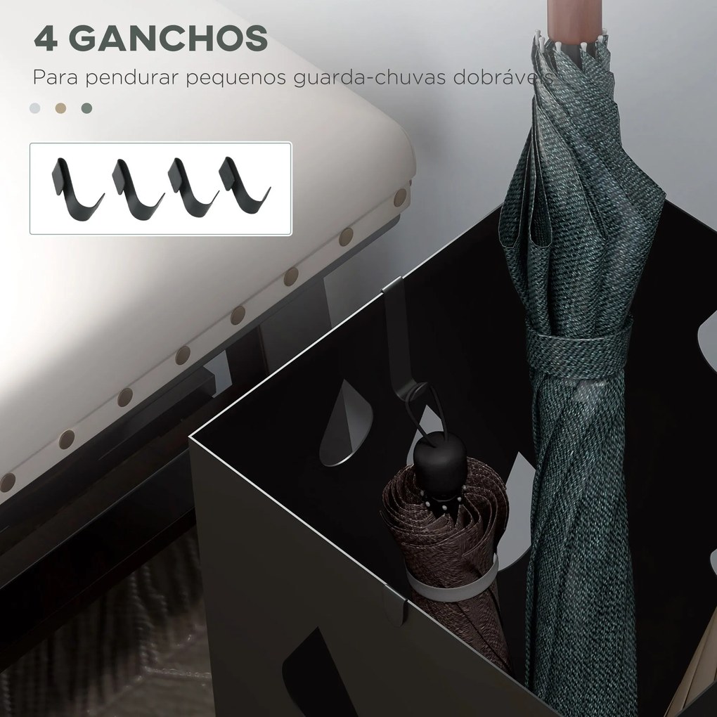 Suporte para Guarda-Chuvas Branco com 4 Gavetas e Bandeja de Gotejamen