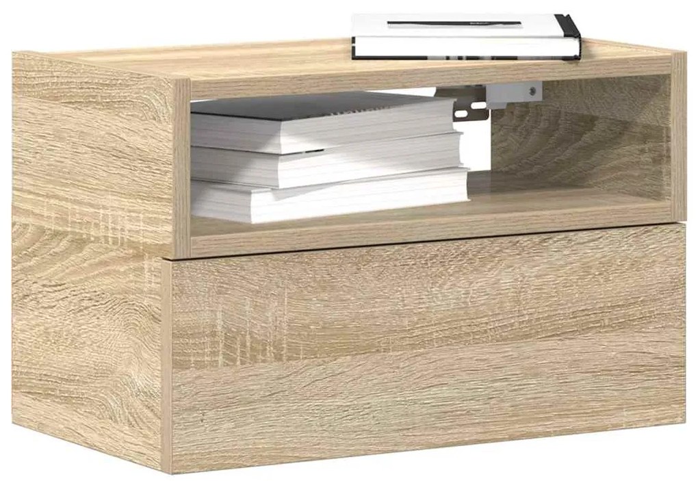 Mesas de cabeceira de parede 2 pcs 45x26x28,5cm carvalho sonoma