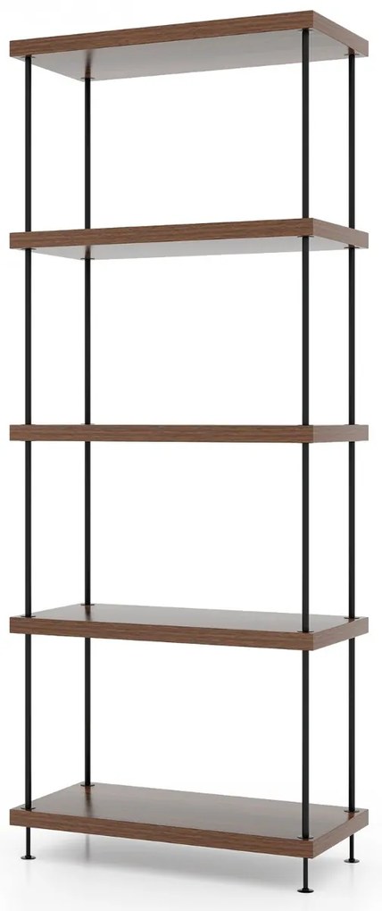 Estante multifunções de 5 níveis com estrutura metálica para arrumação doméstica 60 x 147 cm Nogueira