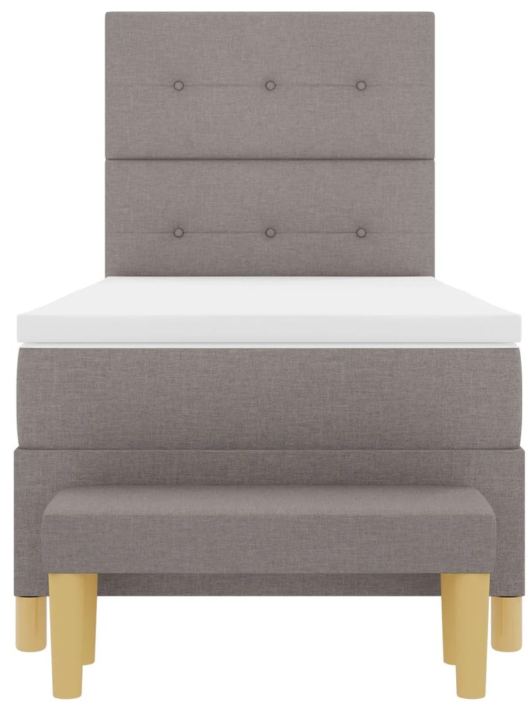 Cama Box Spring com Colchão e Banco Taupe 80x200 cm Tecido
