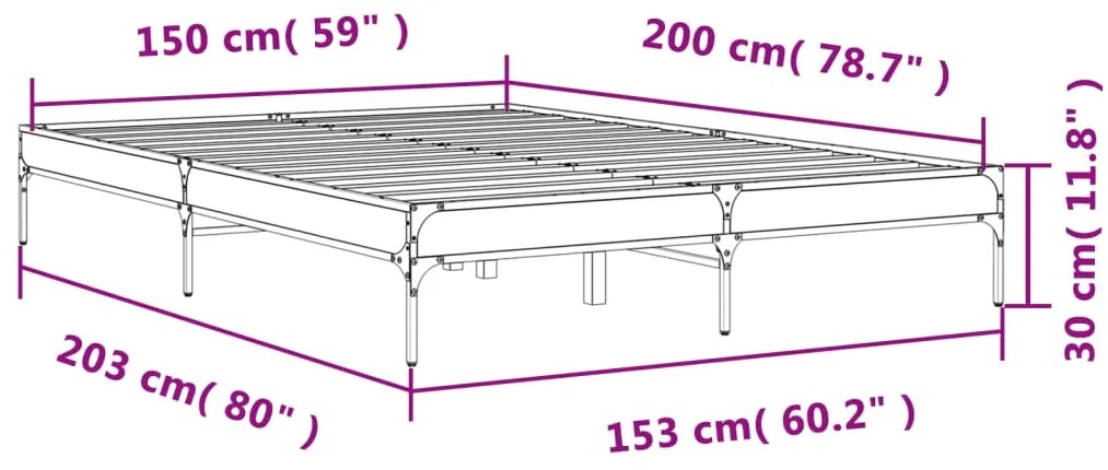 Estrutura de cama 150x200cm derivados madeira/metal