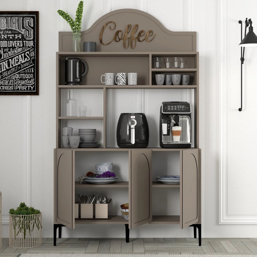 Armário de Cozinha/Sala "Caffè" - Atlas e Preto - 120x202x35cm - Desig