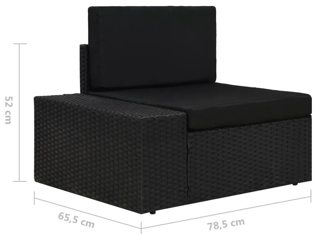 5 pcs conjunto lounge de jardim c/ almofadões vime PE preto