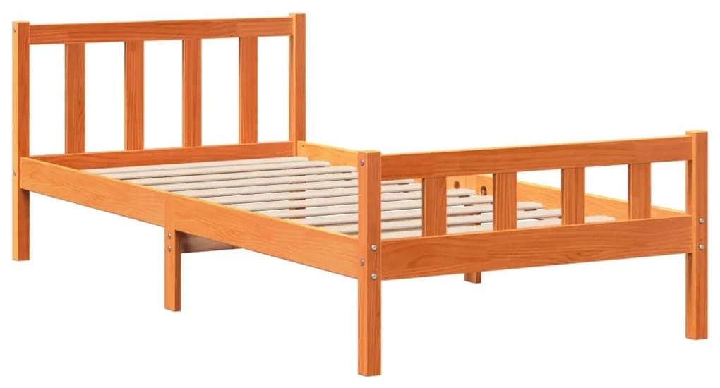 Estrutura cama c/ cabeceira 90x190 cm pinho maciço castanho-mel