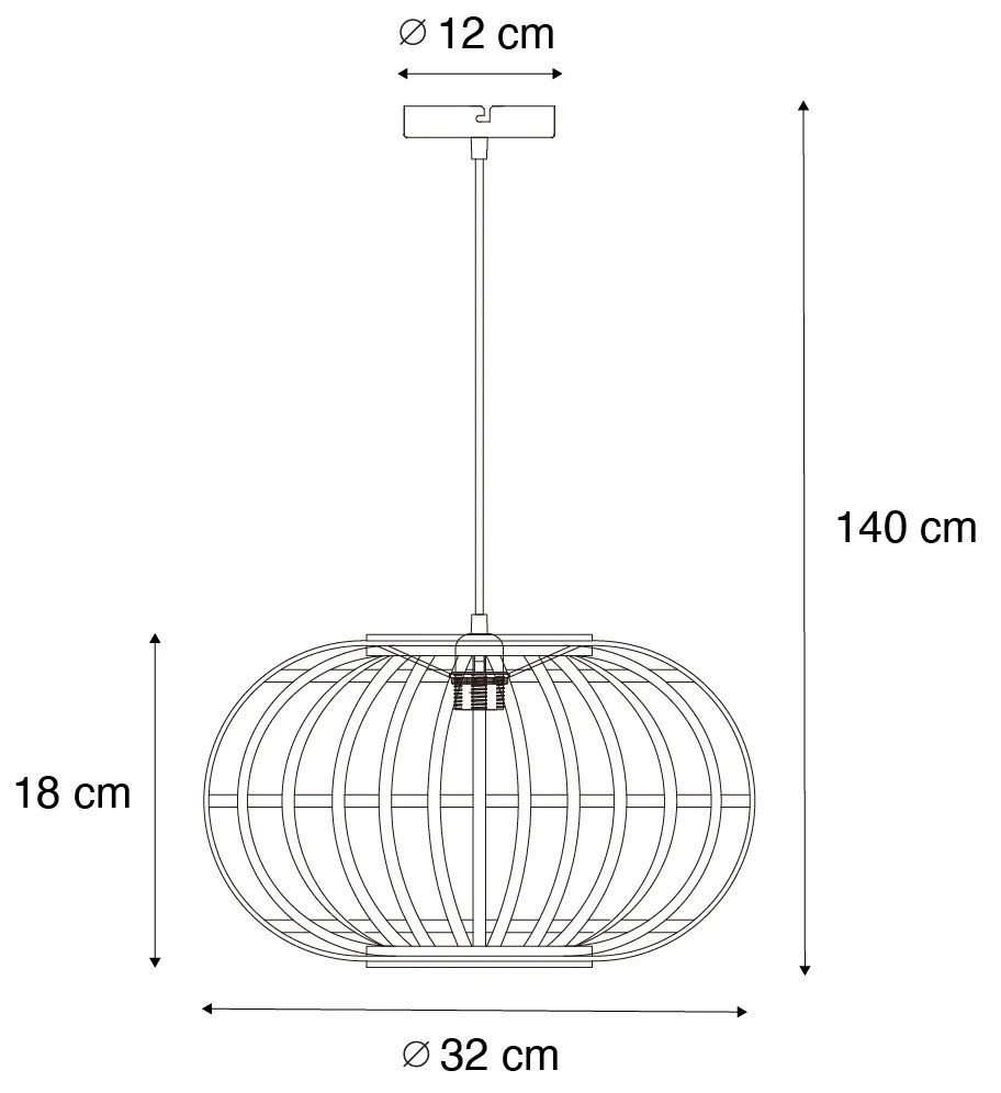 Candeeiro de suspensão oriental bambu 32 cm - Amira Oriental