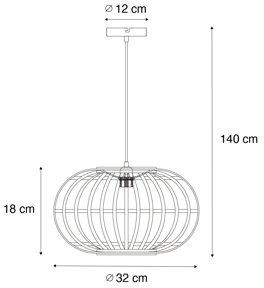 Candeeiro suspenso oriental bambu 32 cm - Amira Oriental